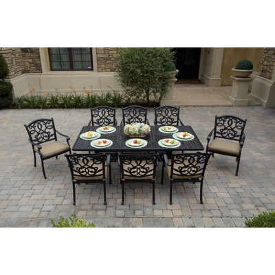 Byrge 9-Piece Patio Dining Set with Cushions and 42 x 84