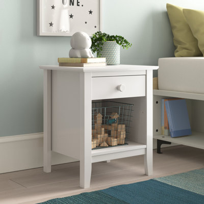 Husby 20" Wide Solid Wood Rectangular NightStand With 1 Drawer And 1 Shelf by Viv + Rae