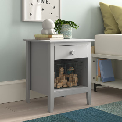 Husby 20" Wide Solid Wood Rectangular NightStand With 1 Drawer And 1 Shelf by Viv + Rae