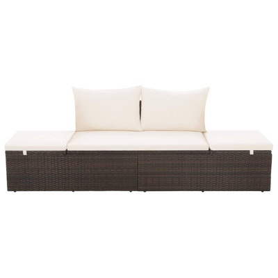 vidaXL Patio Bed, Outdoor Lounge Bed, Adjustable Sides Lightweight Weather-Resistant Easy Maintenance, Washable Cushions & Poly Rattan Frame by Wade Logan