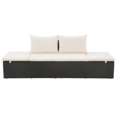 vidaXL Patio Bed, Outdoor Lounge Bed, Adjustable Sides Lightweight Weather-Resistant Easy Maintenance, Washable Cushions & Poly Rattan Frame by Wade Logan