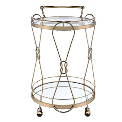 Zekera Round Bar Cart in Champagne by Everly Quinn