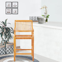 John 47" Teak Patio Bar Stool by Rosecliff Heights
