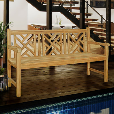 Asean Teak Wood Garden & Patio Bench by Rosecliff Heights