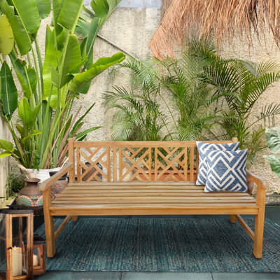 Asean Saint Thomas Teak Wood Garden Bench by Rosecliff Heights