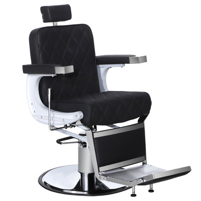 26.7" Wide Vegan Leather Heavy Duty Metal Manual Ergonomic Recliner Barber Chair by Orren Ellis