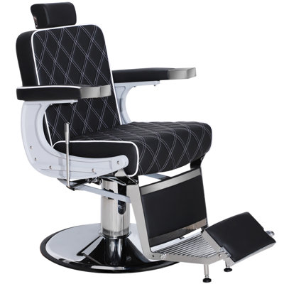 26.7" Wide Vegan Leather Heavy Duty Metal Manual Ergonomic Recliner Barber Chair by Orren Ellis