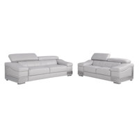 Ayios Two Piece Indoor Light Gray Italian Leather Five Person Seating Set