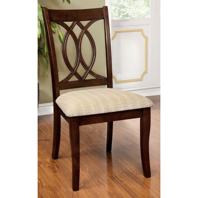 Tillison Upholstered Cross Back Side Chair in Brown Cherry by Canora Grey