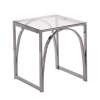 Stevenly Glass Top Sled End Table by Orren Ellis