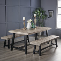 Osbourne Farmhouse 3 Piece Acacia Solid Wood Dining Set by Gracie Oaks