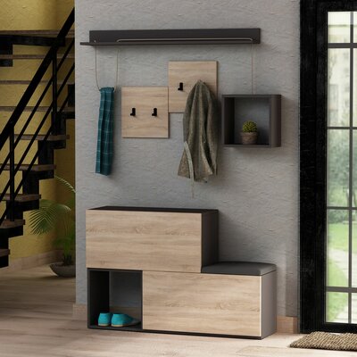 Domek Unique Hall Tree With Bench And Shoe Storage by Brayden Studio