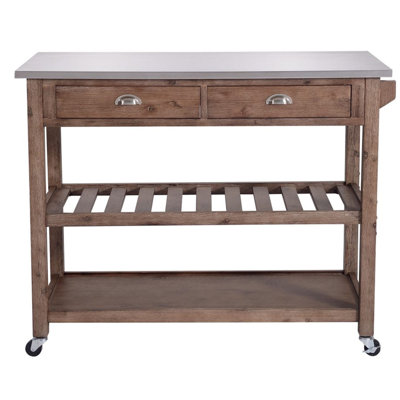 Grover Wooden Kitchen Cart with Metal by Gracie Oaks