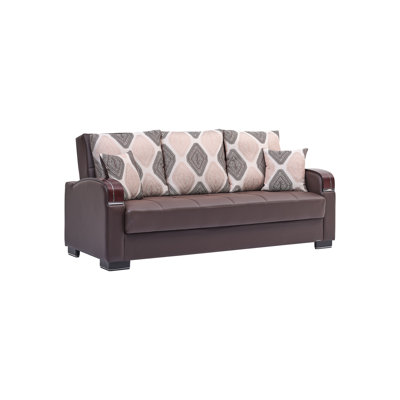 Nesler Mobi Max 87 in. Vegan Leather 3-Seater Twin 3-in-1 Sleeper Sofa Bed with Storage