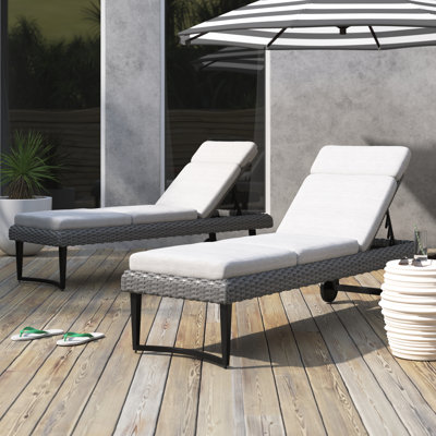 Layden 83" Long Reclining Chaise Lounge Set with Sunbrella Cushion Covers by Zipcode Design