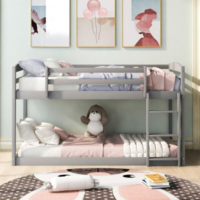 Twin Over Twin Floor Bunk Bed With Ladder by Harriet Bee