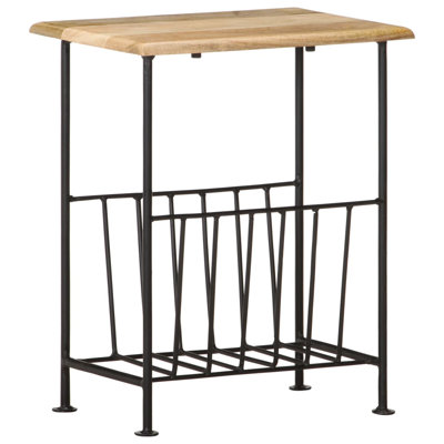 Magazine Rack 15.7" x 11.8" x 19.7" Solid Mango Wood and Steel by Loon Peak