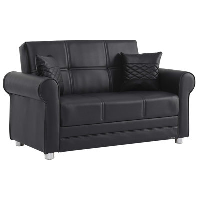 Bertrand 65 in. Vegan Leather 2-Seater 3-in-1 Sleeper Loveseat Sofa Bed with Storage by Red Barrel Studio