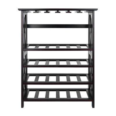 Bathurst 24 Bottle Wine Bottle & Glass Rack in Espresso by Breakwater Bay