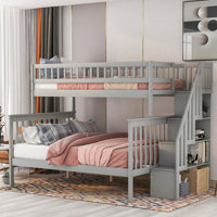 Crowden Twin Over Full Solid Wood Standard Bunk Bed with Shelves by Harriet Bee