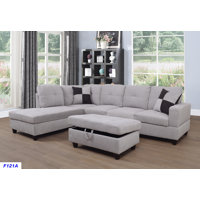 Jessica 103.5" Wide Sectional Sofa & Chaise with Ottoman by Latitude Run