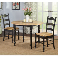 Tseri 3 Piece Drop Leaf Solid Wood Dining Set by Charlton Home