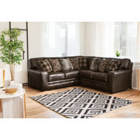 Hopwood 104" Wide Genuine Leather L-Shaped Corner Sectional by Loon Peak