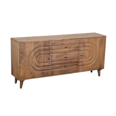 Breannia 70" Wide 3 Drawer Mango Wood Sideboard by Wade Logan
