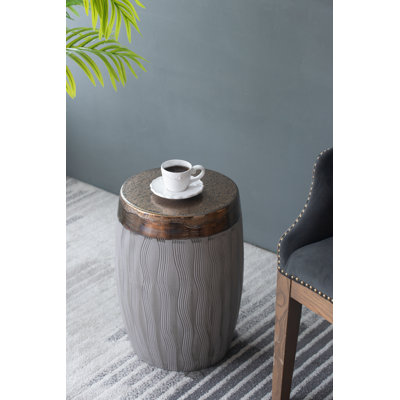 Cohen Two-Tone Ceramic Garden Stool - 13"Dia. X 18" - Bronze/Brown by Orren Ellis