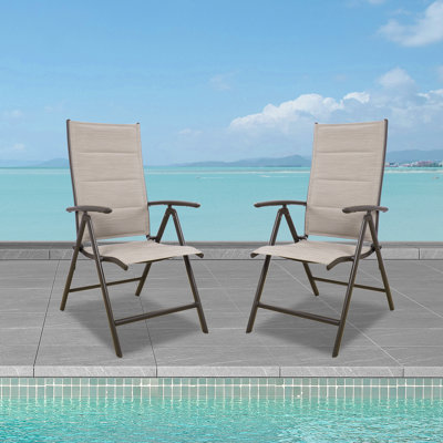 Prakrit 2 Pack Outdoor Patio Dining Chair Set - Breathable Padded Foldable Deck Chairs by 17 Stories