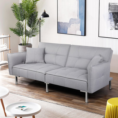 Palmgrass Full 78.5" Wide Linen Tufted Back Convertible Sofa by Latitude Run