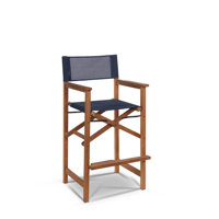 Crider Director Teak Outdoor Bar Height Dining Armchair by Rosecliff Heights