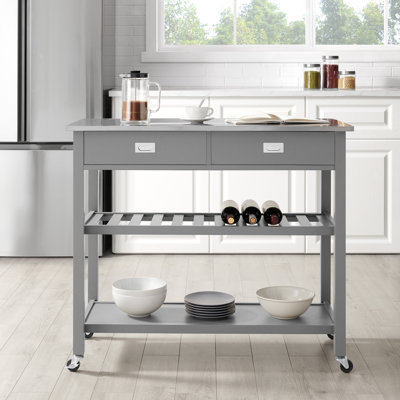 Ansell Kitchen Island with Stainless Steel Top by Mercury Row