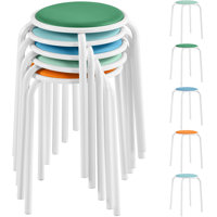 Katheryn Faux Leather Padded Stackable Metal Accent Stool