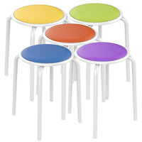 Katheryn Faux Leather Padded Stackable Metal Accent Stool by Latitude Run