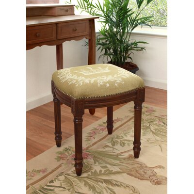 Billiot Coral Crown Linen Upholstered Vanity Stool by One Allium Way