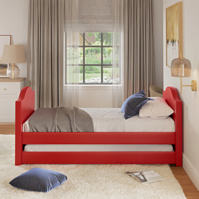 Sleep Upholstered Daybed with Pull Out Trundle, Twin, Amiah by Lark Manor