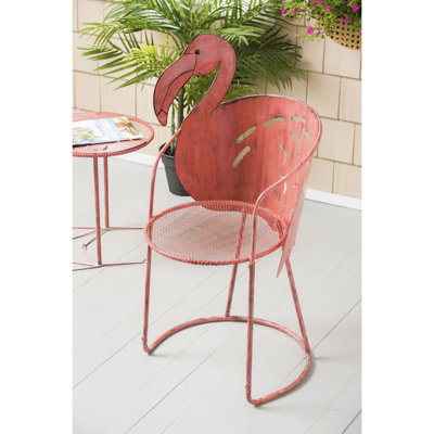 Flamingo Iron Bistro Table with Chair by Beachcrest Home