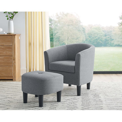 Jazouli 25.5" Wide Polyester Barrel Chair and Ottoman by Latitude Run
