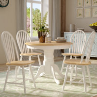 Kaneshiro Solid Wood Top Pedestal Dining Set by Laurel Foundry Modern Farmhouse