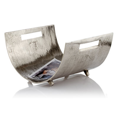 Ayaan Modern Brushed Raw Silver Magazine Basket by Williston Forge