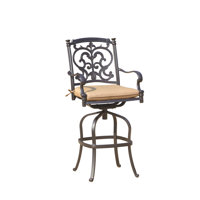 Anhar Swivel 29" Patio Bar Stool with Cushion by Lark Manor