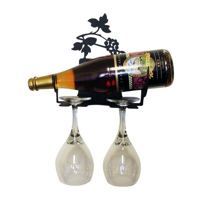Grapevine 1 Bottle Wall Mounted Wine Bottle & Glass Rack by Fleur De Lis Living