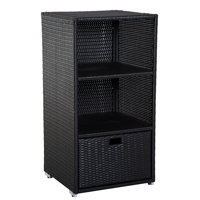Aliyana Outsunny Valet Pool Towel Rack, Waterproof PE Plastic Rattan Wicker Storage Organizer, Indoor Outdoor Spa, and Hot Tub Accessory Storage, 2 Sh by Latitude Run