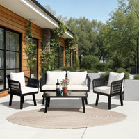 Orme 4 Piece Rattan Sofa Seating Group with Cushions