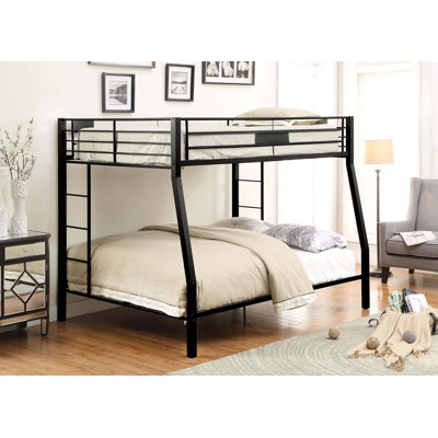 Lesmurdie Contemporary Bunk Bed with Side Double Built-in Ladder in Sandy Black by Harriet Bee