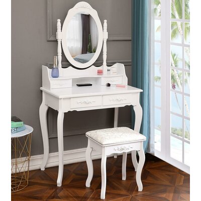 Demorest Vanity Set with Stool and Mirror by Ophelia & Co.