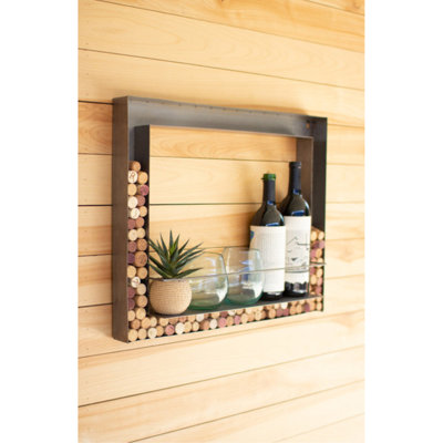 Josuke 4 Bottle Wall Mounted Wine Bottle and Glass Rack in Gray by Union Rustic