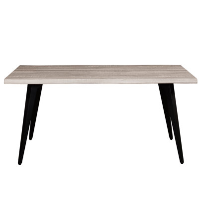 Micharl Rectangular MDF Dining Table with Wavy Edge Top and Powder-Coated Iron Base – Kitchen Restaurant Table Seats 4–6 Person by Ivy Bronx