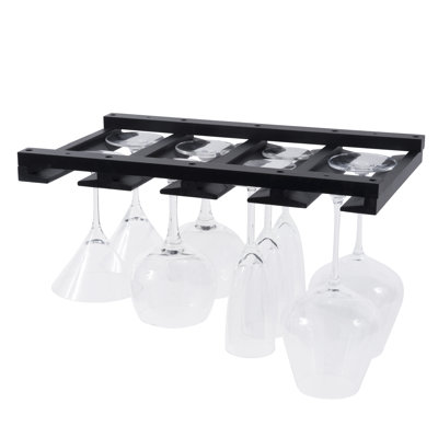 Adreona Solid Wood Hanging Wine Glass Rack in White by Latitude Run